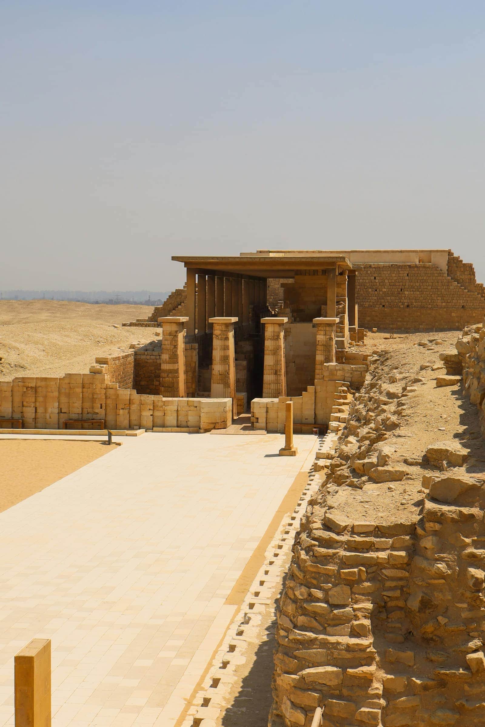 Ancient Egyptian temple under eclipse